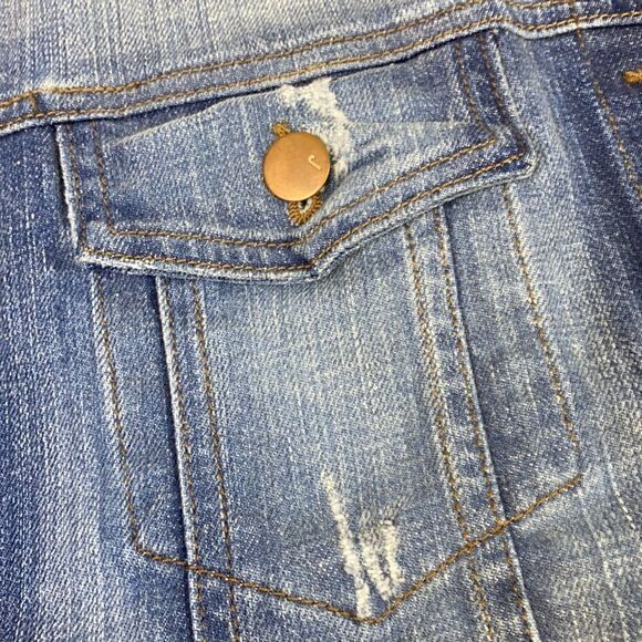 J Brand Riff Deconstructed oversized jean vest O/S fits most C25 - Picture 5 of 7